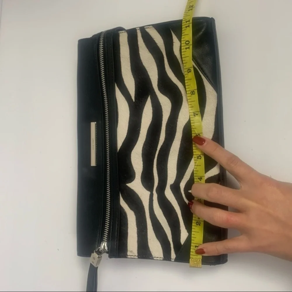 NINE WEST ZEBRA SHOULDER BAG/ CLUTCH leather and faux fur